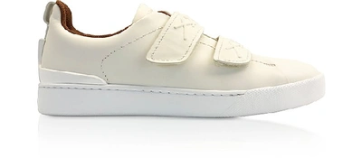 Shop Ermenegildo Zegna Shoes White Leather Low-top Sneakers