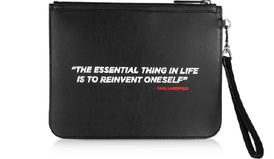 Shop Karl Lagerfeld Designer Handbags Karl Legend Essential Clutch In Noir