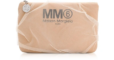 Shop Mm6 Maison Margiela Designer Handbags Nude Signature Pouch In Neutres