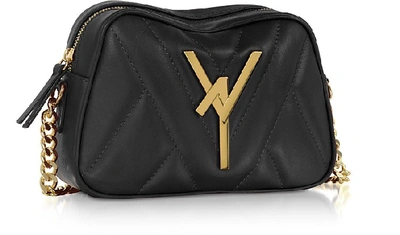 Shop Atelier V1 Designer Handbags Attica Quilted Leather Camera Bag In Noir / Or Pâle