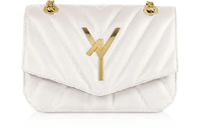 Shop Atelier V1 Designer Handbags Arcadia Quilted Leather Shoulder Bag In Blanc