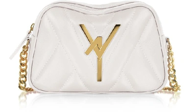 Shop Atelier V1 Designer Handbags Attica Quilted Leather Camera Bag In Blanc