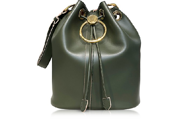 leather drawstring bucket bag