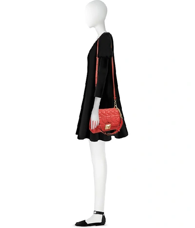 Shop Karl Lagerfeld Handbags K/kuilted Studs Small Shoulder Bag In Fire