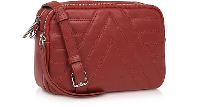 Shop Lancaster Designer Handbags Red Parisienne Quilted Leather Crossbody Bag In Rouge