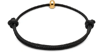 Shop Northskull Designer Men's Bracelets Atticus Skull Gold Plated Sterling Silver And Leather Cord Bracelet In Noir
