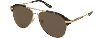 Shop Gucci Designer Sunglasses Specialized Fit Aviator Metal Sunglasses In Or/marron