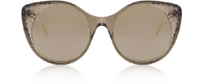 Shop Bottega Veneta Designer Sunglasses Bv0148s Transparent Brown Acetate Sunglasses In Marron / Or