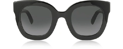 Shop Gucci Designer Sunglasses Black Oversized Acetate Sunglasses W/stars In Noir-gris