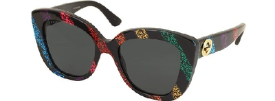 Shop Gucci Designer Sunglasses Oversized Rectangular-frame Acetate Sunglasses In Multicolore
