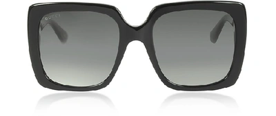 Shop Gucci Sunglasses Gg0418s Rectangular-frame Acetate Sunglasses In Black,gray