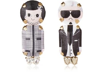 Shop Bijoux De Famille Designer Earrings Karl & Coco Pendant Earrings In Blanc