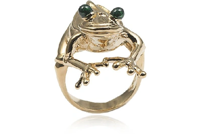Shop Bernard Delettrez Designer Rings Small Froggy Bronze Ring In Doré