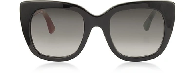 Shop Gucci Sunglasses Squared-frame Optyl Sunglasses W/web Temples In Black,gray