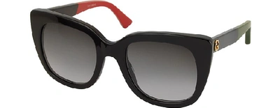 Shop Gucci Sunglasses Squared-frame Optyl Sunglasses W/web Temples In Black,gray