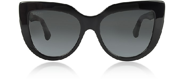 Gucci Gg0164s 001 Black Optyl Cat-eye 