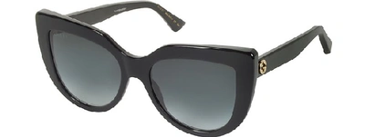 Shop Gucci Sunglasses Gg0164s 001 Black Optyl Cat-eye Women's Sunglasses In Black,gray