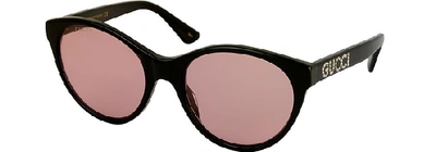 Shop Gucci Designer Sunglasses Gg0419s Cat-eye Acetate Frame Sunglasses In Noir / Rose