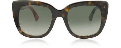 Shop Gucci Sunglasses Squared-frame Optyl Sunglasses W/web Temples In Havana,green