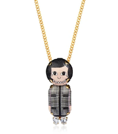 Shop Bijoux De Famille Designer Necklaces Coco Chain Pendant In Noir