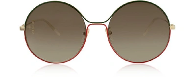 Shop Gucci Sunglasses Aviator Metal Sunglasses In Gold,brown