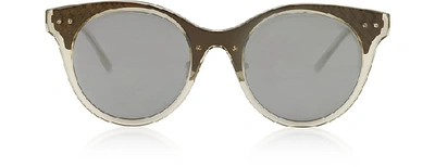Shop Bottega Veneta Designer Sunglasses Bv0143s 003 Transparent Acetate And Bronze Metal Women's Sunglasses
