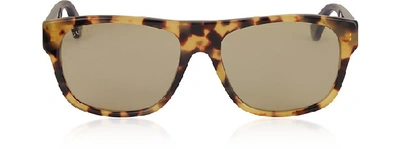 Shop Gucci Designer Sunglasses Gg0341s Rectangular-frame Acetate Sunglasses In Havana Doré/ Vert