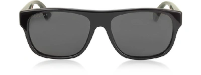 Shop Gucci Designer Sunglasses Gg0341s Rectangular-frame Acetate Sunglasses In Noir-gris