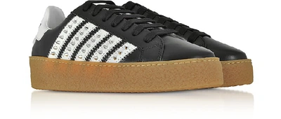 Shop Dsquared2 Shoes Black Studded Leather Women's Sneakers