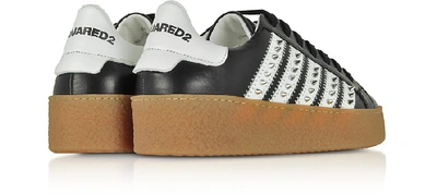 Shop Dsquared2 Shoes Black Studded Leather Women's Sneakers