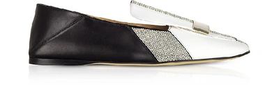 Shop Sergio Rossi Shoes Sr1 Two-tone Royal Slippers W/ Crystals In Black,white