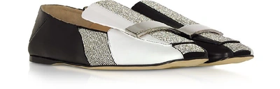 Shop Sergio Rossi Shoes Sr1 Two-tone Royal Slippers W/ Crystals In Black,white