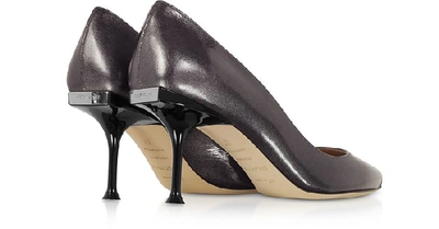 Shop Sergio Rossi Shoes Glacee Anthracite Metallic Leather Pumps In Graphite