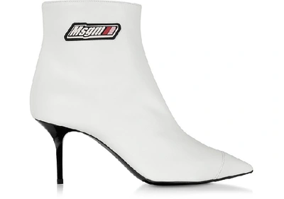 Shop Msgm Shoes White  Signature Ankle Boots