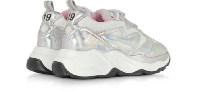 Shop Msgm Shoes Silver & Pink Attack Sneakers