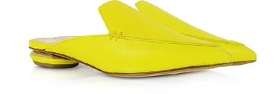Shop Nicholas Kirkwood Shoes Fluo Yellow 18mm Beya Flat Mules