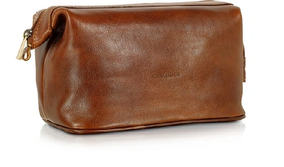 Shop Chiarugi Travel Bags Brown Genuine Leather Beauty Case