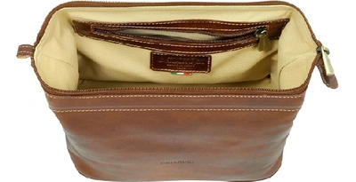Shop Chiarugi Travel Bags Brown Genuine Leather Beauty Case