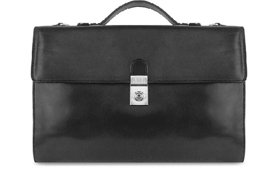 Shop L.a.p.a. Travel Bags Men's Black Italian Leather Portfolio Briefcase