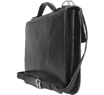 Shop L.a.p.a. Travel Bags Men's Black Italian Leather Portfolio Briefcase