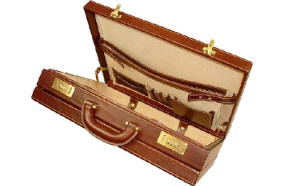 Shop Chiarugi Travel Bags Men's Handmade Brown Leather Attache Briefcase