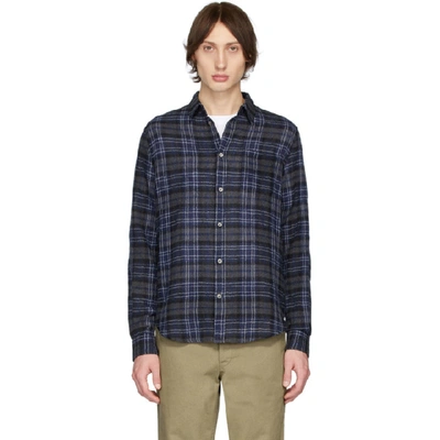 Shop Norse Projects Navy Gauze Check Osvald Shirt In 7004 Drknav