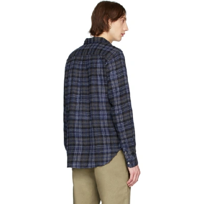 Shop Norse Projects Navy Gauze Check Osvald Shirt In 7004 Drknav