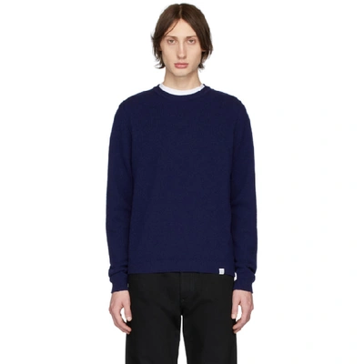 Shop Norse Projects Blue Wool Sigfred Sweater In 7169 Twilig