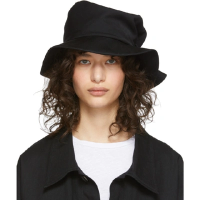 Shop Y's Ys Black Wool Gabardine Belt Hat In 1 Black