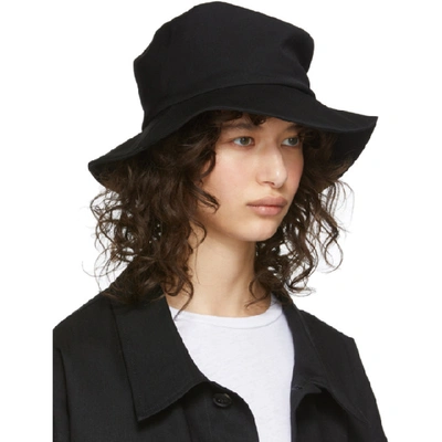 Shop Y's Ys Black Wool Gabardine Belt Hat In 1 Black
