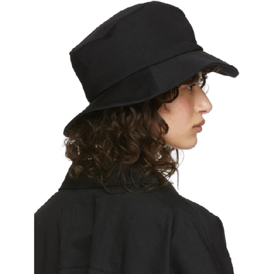 Shop Y's Ys Black Wool Gabardine Belt Hat In 1 Black