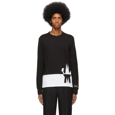 Shop Moncler Black And White Maglia Long Sleeve T-shirt In 990 Black