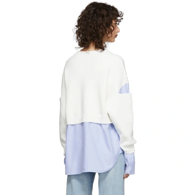 Shop Alexander Wang T Alexanderwang.t Off-white And Blue Bi-layer Pullover Shirt Sweater In 106 Ivory