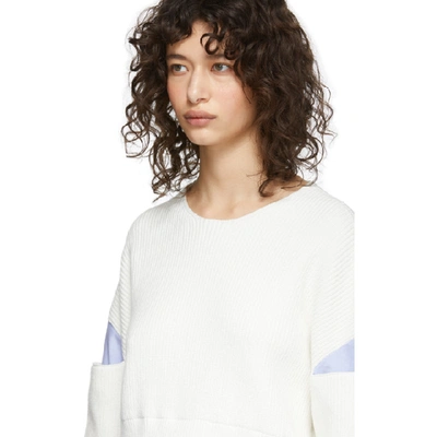 Shop Alexander Wang T Alexanderwang.t Off-white And Blue Bi-layer Pullover Shirt Sweater In 106 Ivory